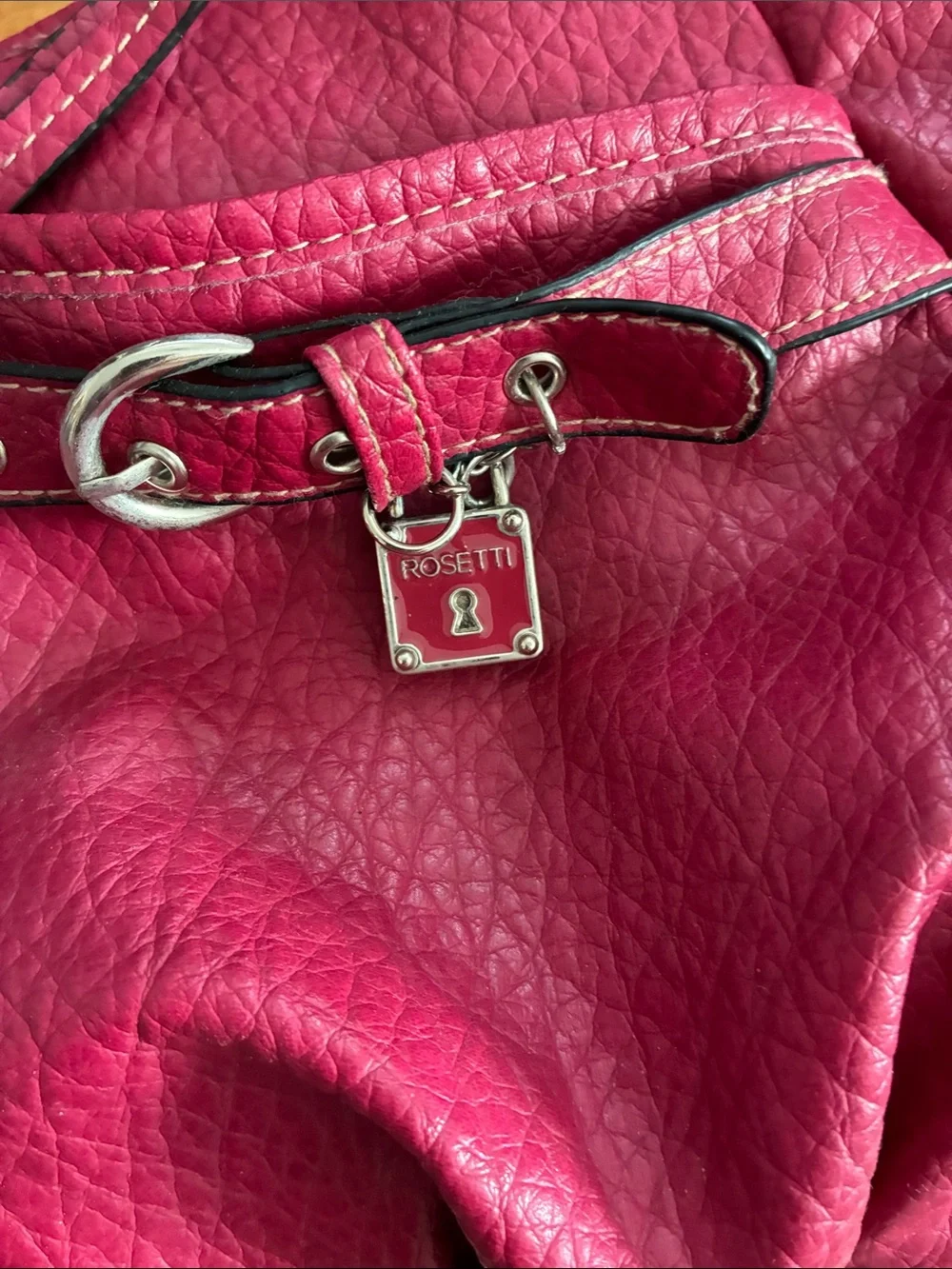 Rosetti Hot Pink Leather Crossbody Bag with Front Zip Pocket